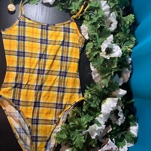 Yellow Gingham Body Suit